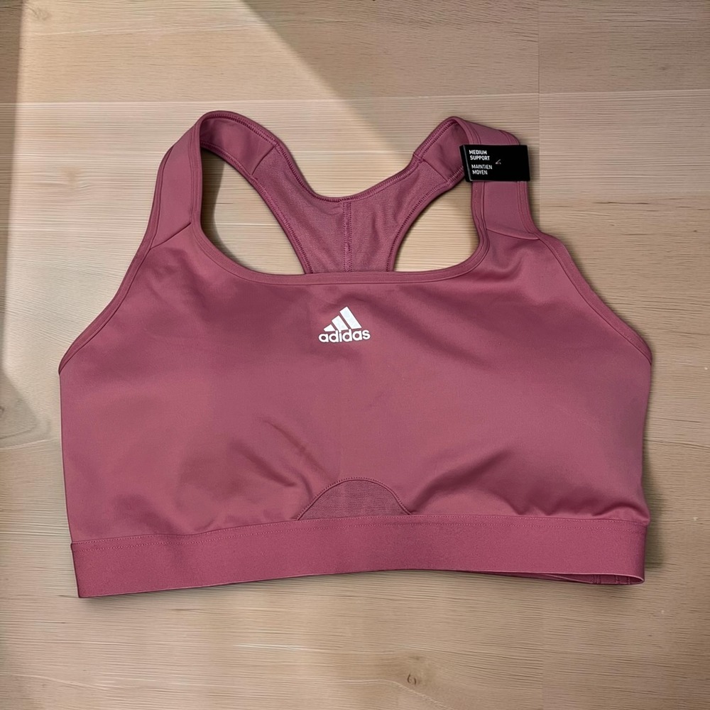 Adidas Power MS PS Medium Support Sports Bra Pink Mauve HZ8707 Womens 1X NWT